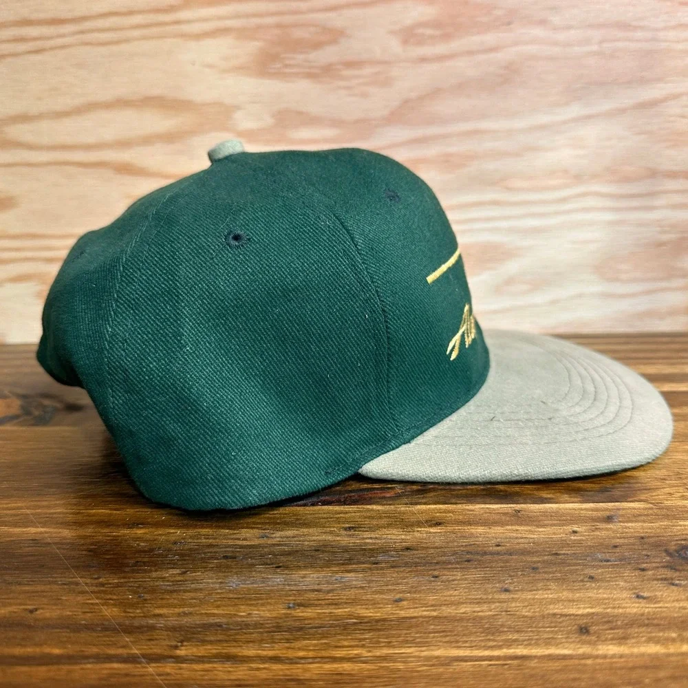 Vintage Alaska Airlines Hat and 1/10 10K Gold Pin Green Snapback Jet Embroidery